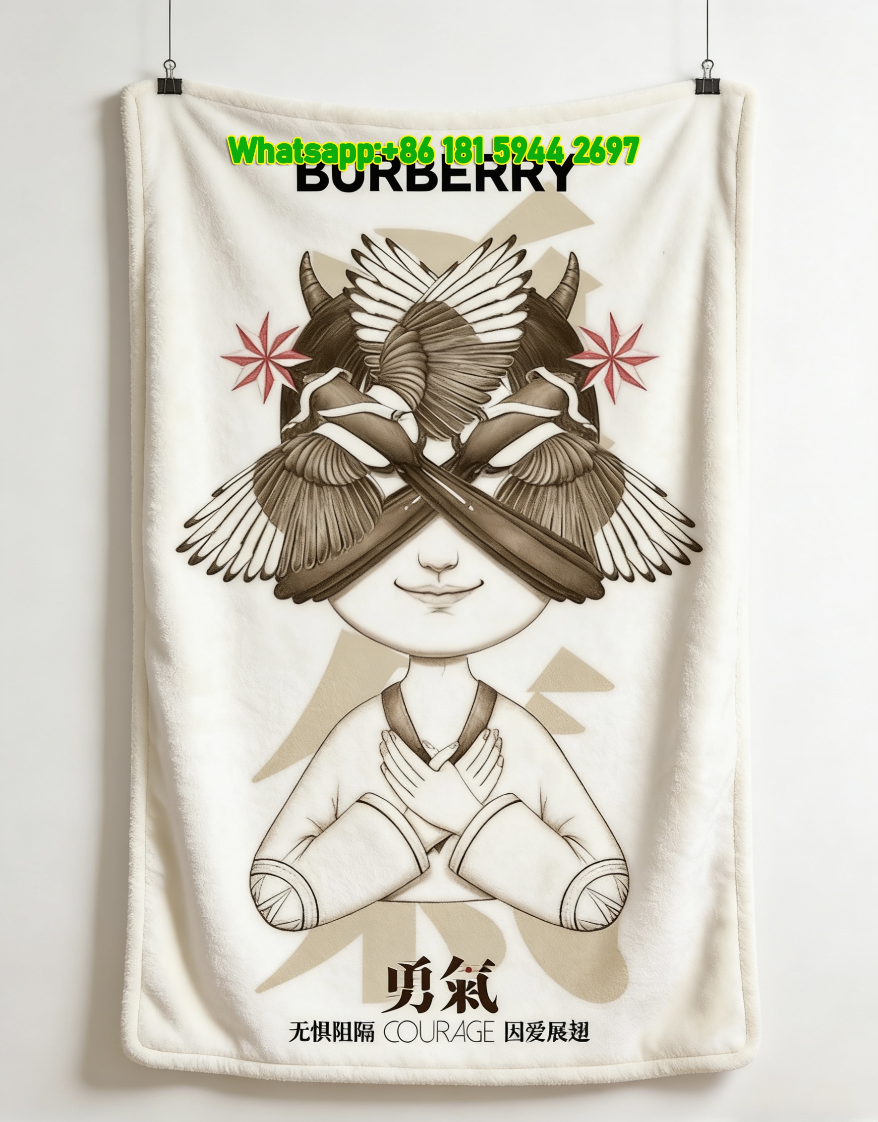Burberry Courage Art Flannel Fleece Sofa Throw Blanket B179